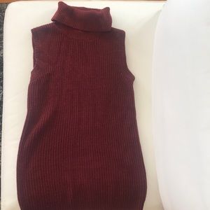 Burgundy Knit Sleeveless Sweater Dress